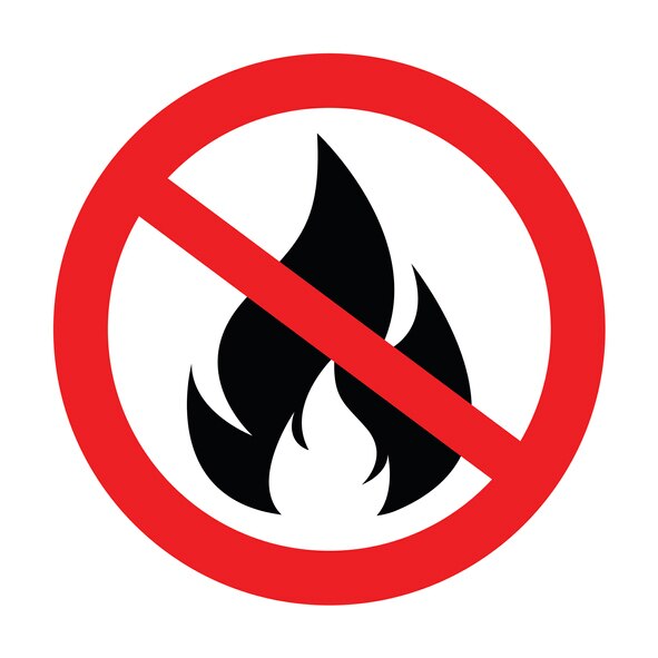 No Fire Vector Sign icon symbol, No flame sign icon