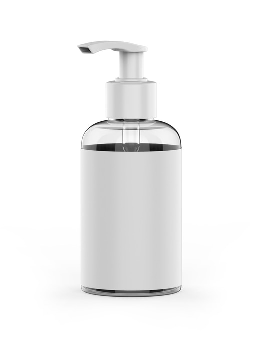 Blank Plastic Bottle with Pump Dispenser For Branding, 3d illustration.