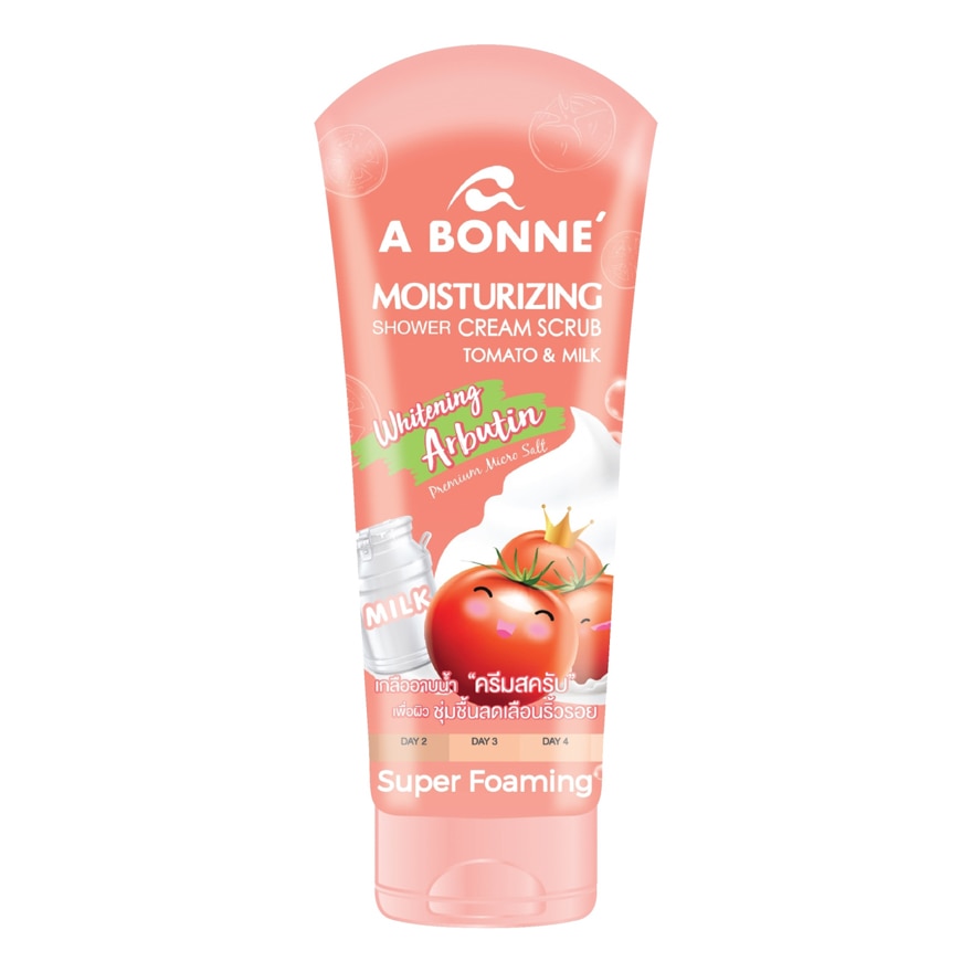 A Bonne  เอ บอนเน่ มอยเจอร์ไรซิ่ง ชาวเวอร์ ครีม สครับ โทเมโท่ แอนด์ มิลค์-ครีมอาบน้ำผิวขาว