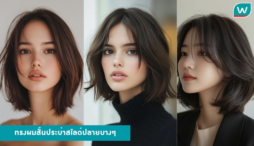 ทรงผมเพื่อนเจ้าสาวผมสั้นประบ่าสไลด์ปลายบางๆ