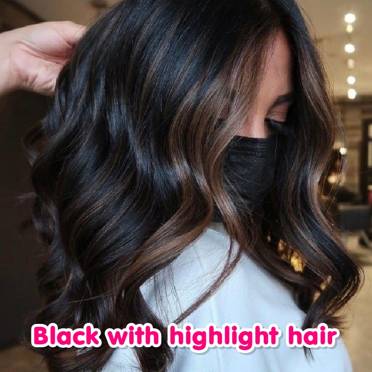 สีผมสายฝอ Black with highlight hair