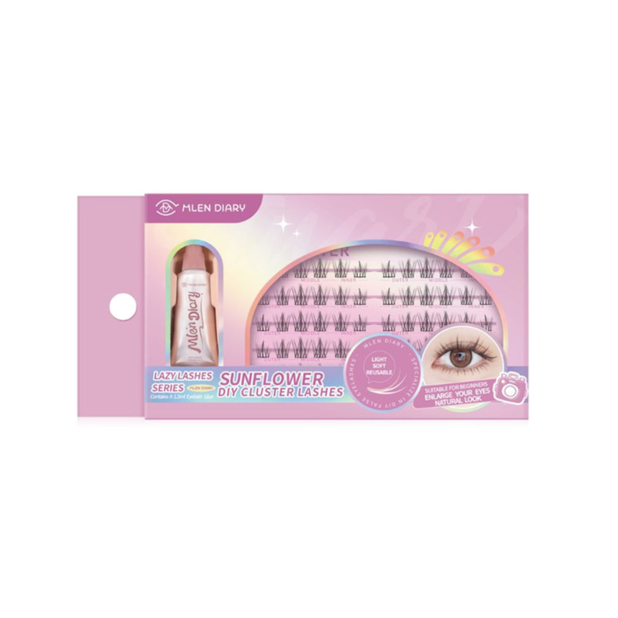 MLEN DIARY Lazy Lashes Sun Flower ขนตาปลอม แบบช่อ สำหรับมือใหม่