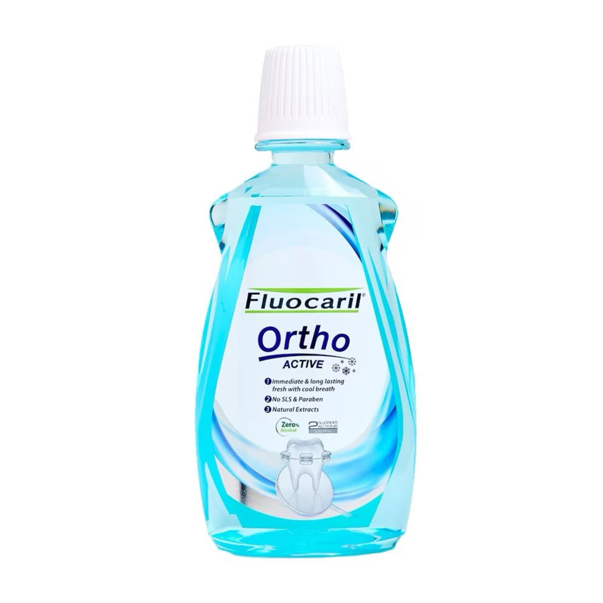 น้ำยาบ้วนปาก Fluocaril Ortho Active สำหรับคนจัดฟัน CPC ฟลูออไรด์ 2 ชนิด