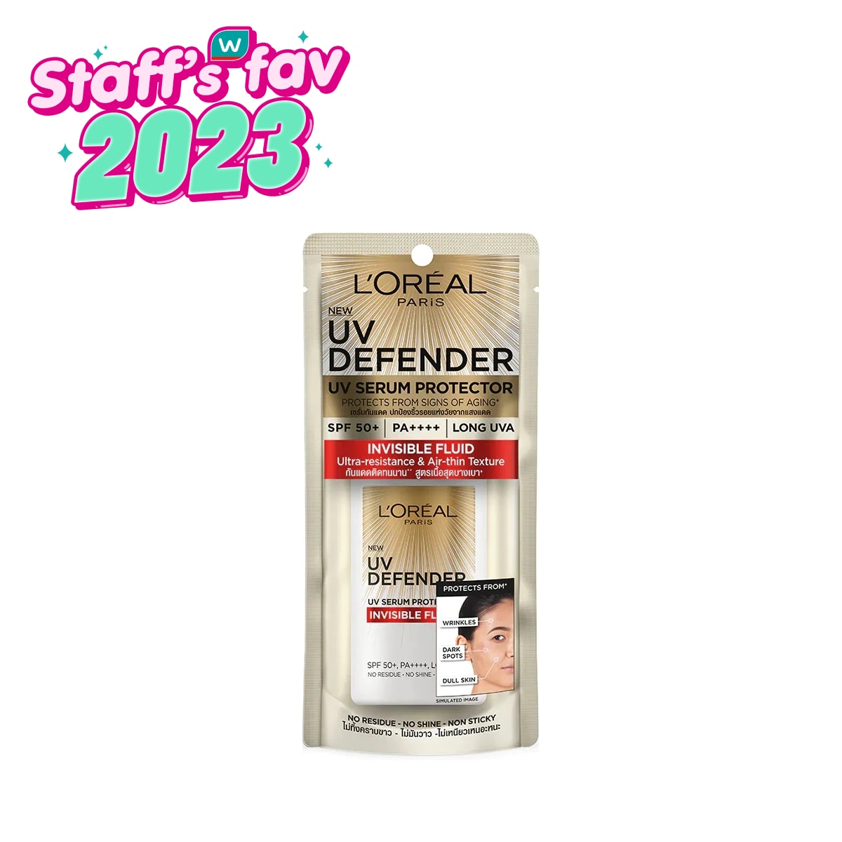 กันแดดซื้อซ้ำ L'Oreal Paris Uv Defender Invisible Fluid SPF50+ PA++++ Long UVA  