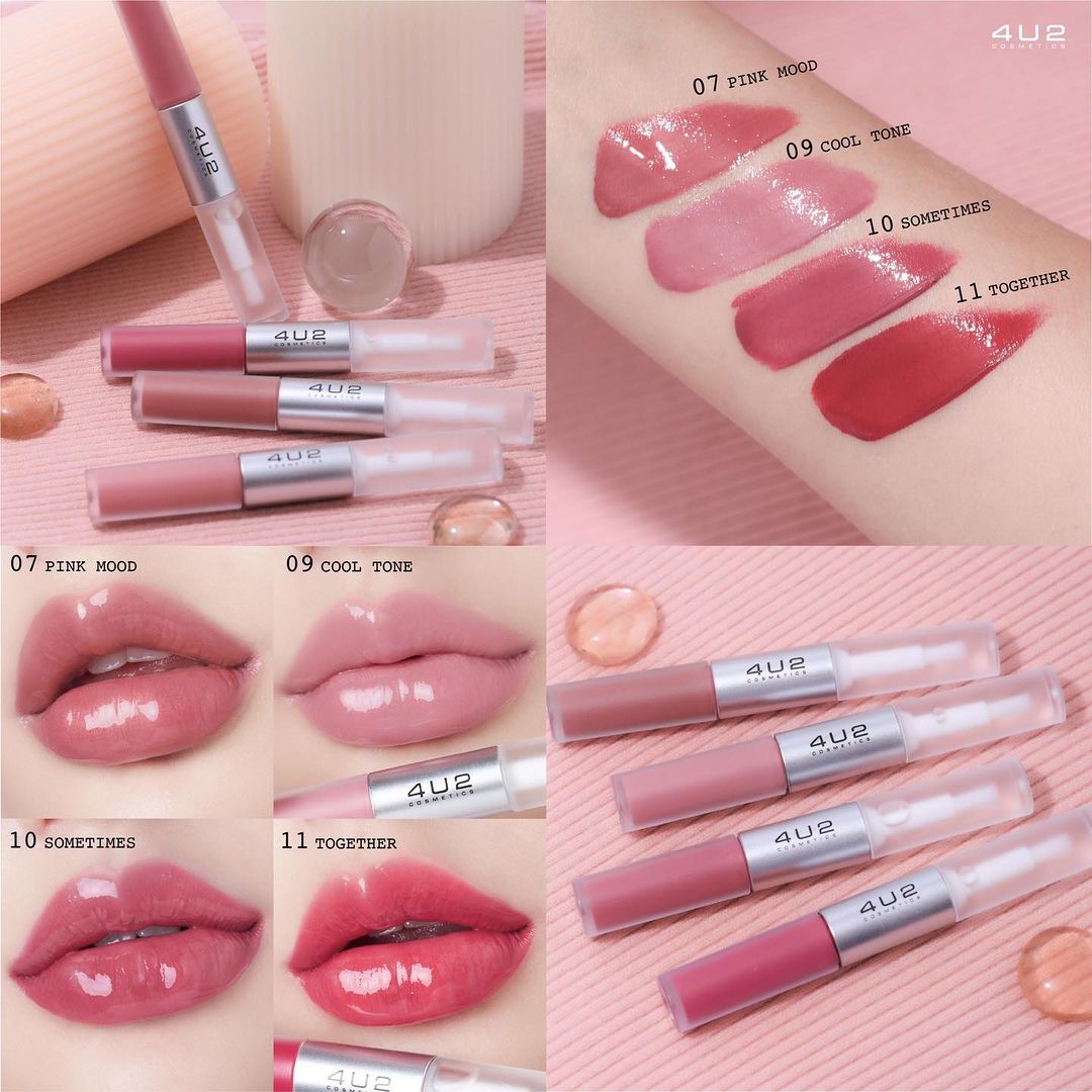 ทดลองสวอชสีลิปเนื้อแมทโทนชมพูลูกคุณจาก4U2 My Mate Gloss Matte Lip