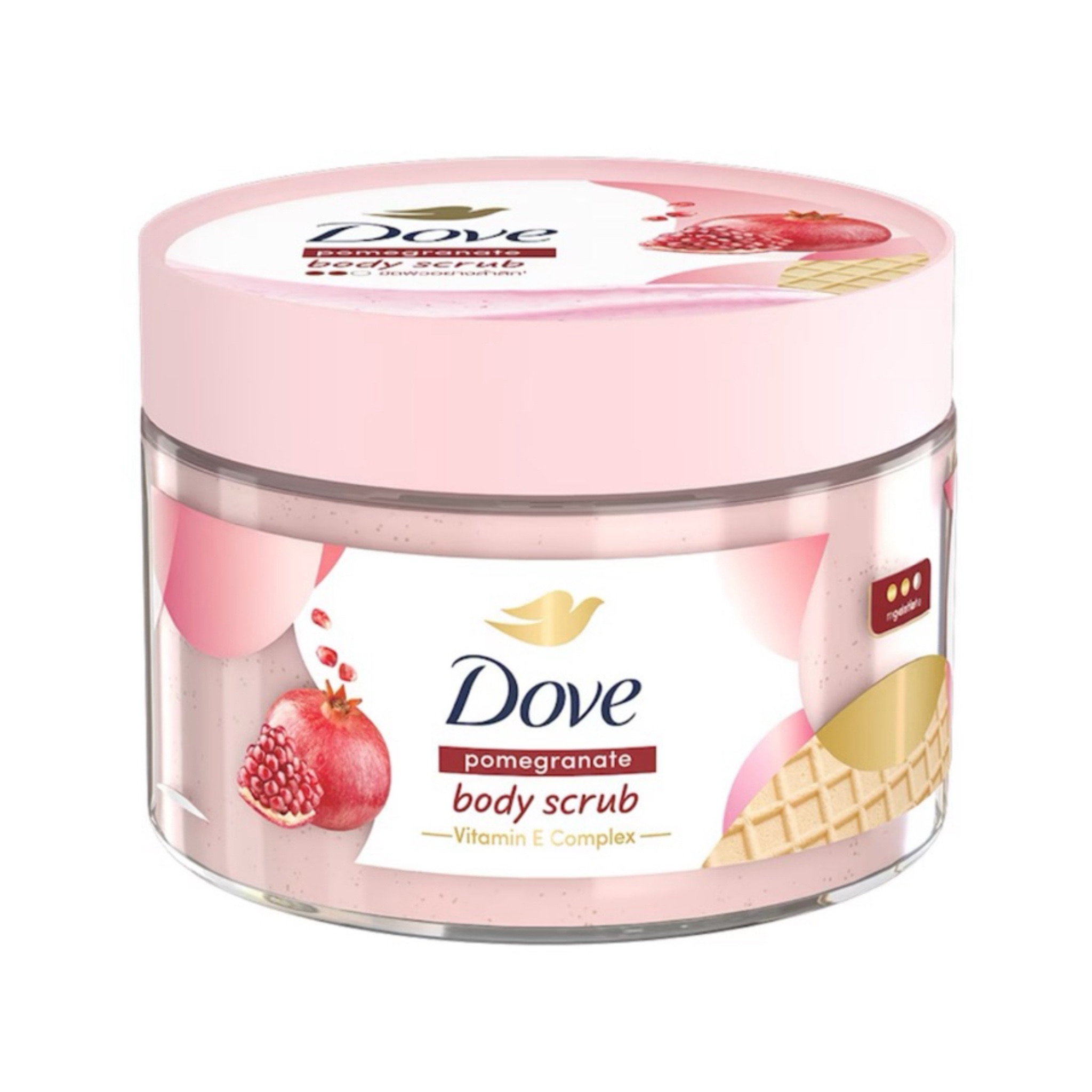 สครับผิว Dove Body Scrub Pomegranate เนื้อไอติมสีชมพูสูตรอ่อนโยน