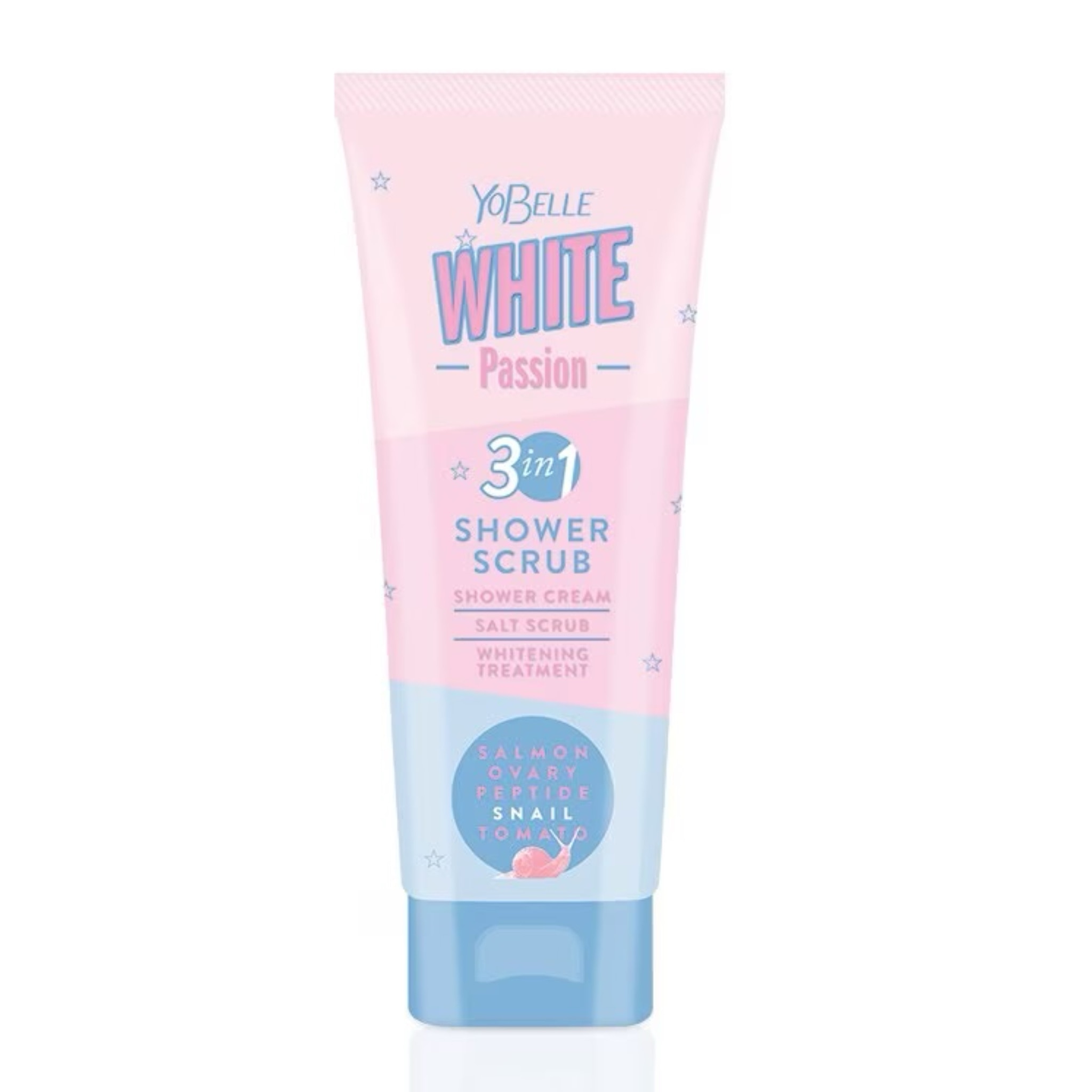 สครับผิว YOBELLE White Passion Shower Scrub ครีมอาบน้ำ 3-in-1 สูตรฟื้นฟูผิว