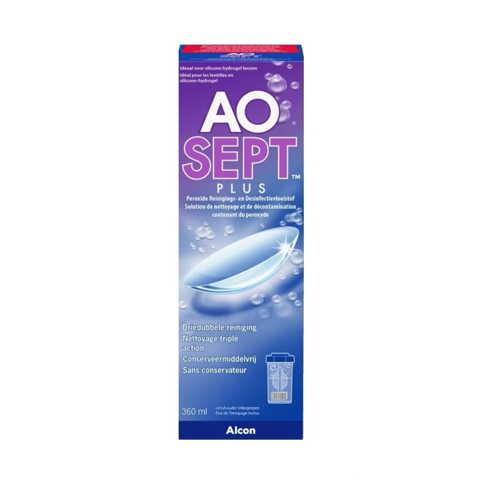 น้ำยาล้างคอนแทคเลนส์ Alcon AOSEPT PLUS ระบบ Triple Action ไฮโดรเจนเปอร์ออกไซด์