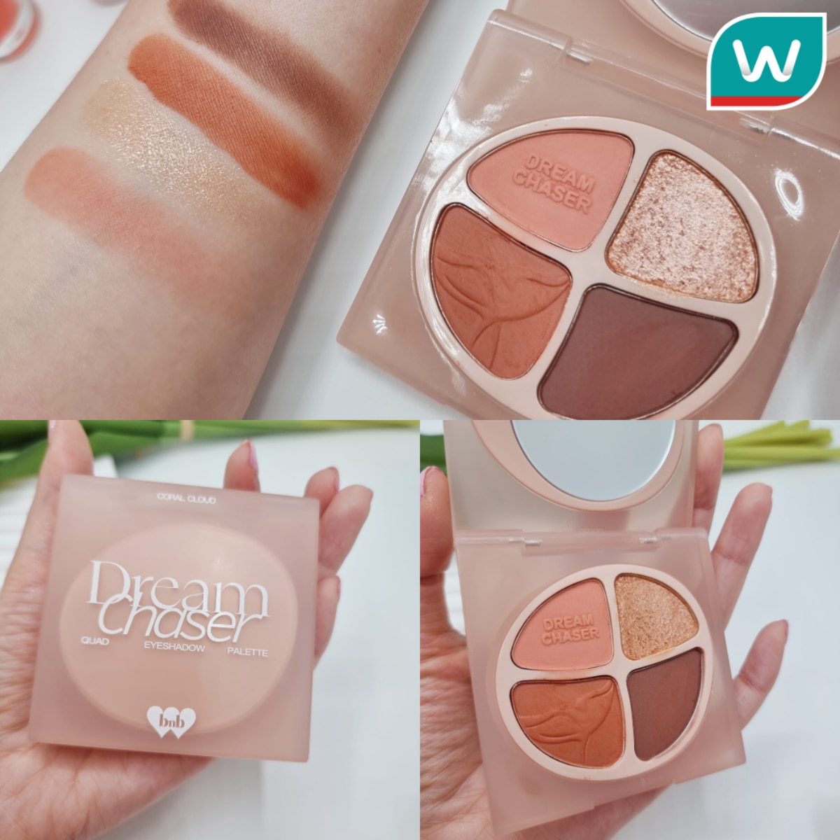 Barenbliss Dream Chaser Quad Eyeshadow Palette สี 02 Coral Cloud เครื่องสำอางสี Pantone 2024 Peach fuzz