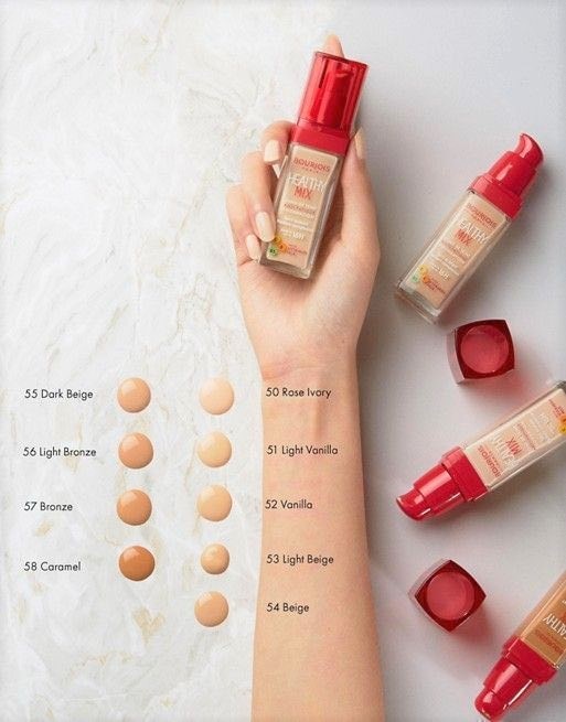 ครีมรองพื้น BOURJOIS HEALTHY MIX FOUNDATION มีทั้งหมด 9 เฉดสี