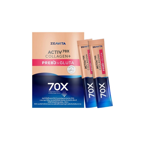 อาหารเสริม ZEAVITA Activ70X Collagen Plus PREBO & GLUTA + ซิงค์ (zinc)