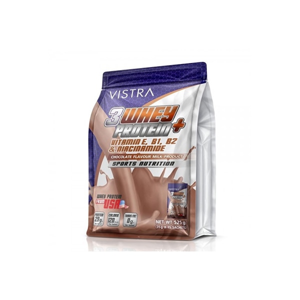 Vistra 3 Whey Protein Plus Choc อาหารเสริมสำหรับออกกำลังกายตัวช่วยเสริมสร้าง กล้ามเนื้อให้แข็งแรง