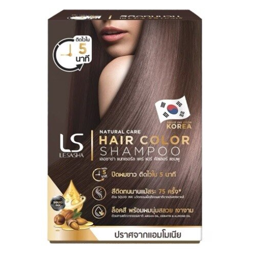 ยาย้อมผมแบบสระ Lesasha Natural Care Hair Color Shampoo Deep Brown
