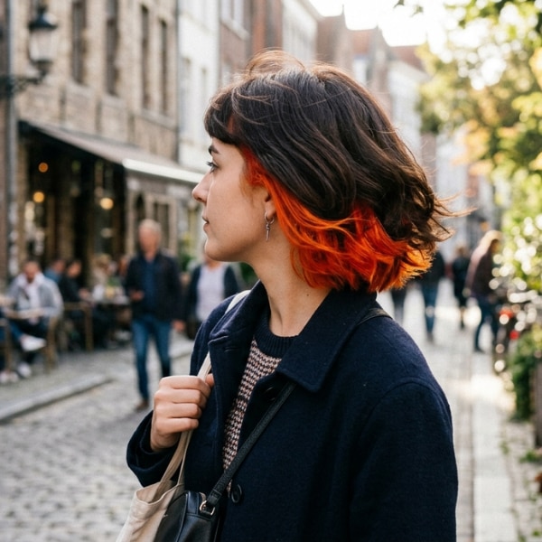 สีผมทูโทนผมสั้นซ่อนสีด้านใน ด้านนอกสีเข้ม และด้านในสีสดใส&nbsp;