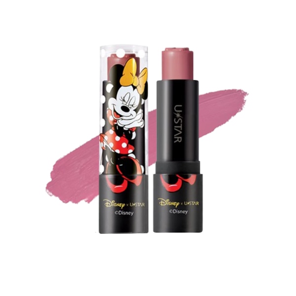 USTAR Minnie Wonder Kiss Satin Lipstick สี 02 Plum Pink เหมาะกับการแต่งหน้าโทนชมพู