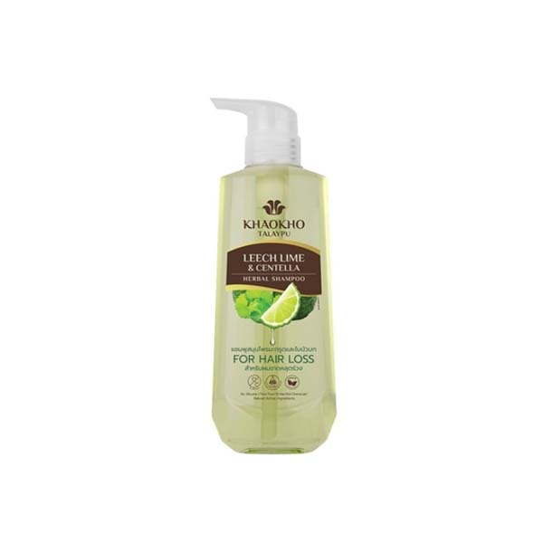 แชมพูสมุนไพรแก้ผมร่วง Khaokho Talaypu Herbal Shampoo Leech Lime Centella
