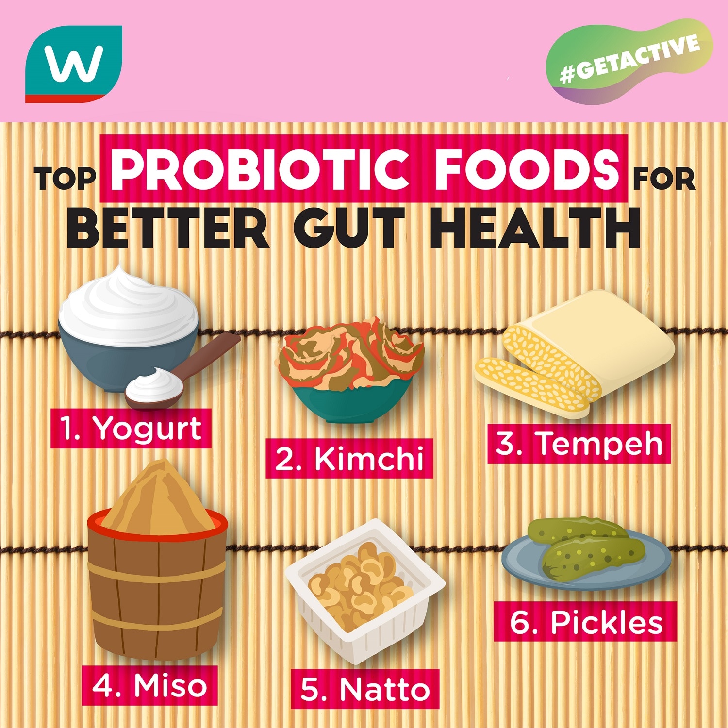 what food are hign in probiotic, kimchi, miso, probiotics