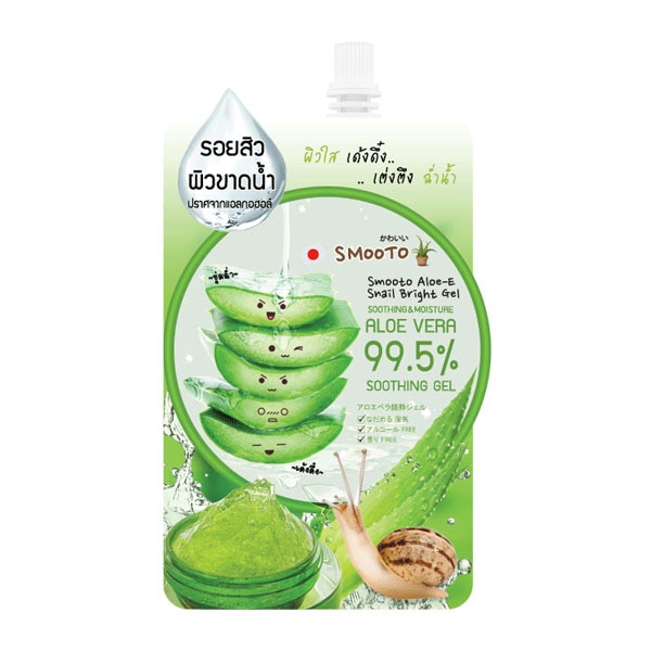 SMOOTO Aloe-E Snail Bright Gel ครีมซองช่วยบำรุงผิว