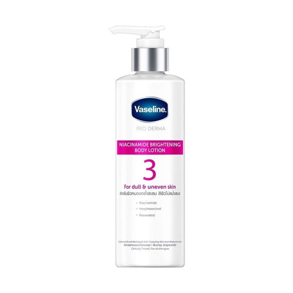 Vaseline Pro Derma Niacinamide Brightening Body Lotion โลชั่นทาผิวสูตรช่วยลดผิวหมองคล้ำ