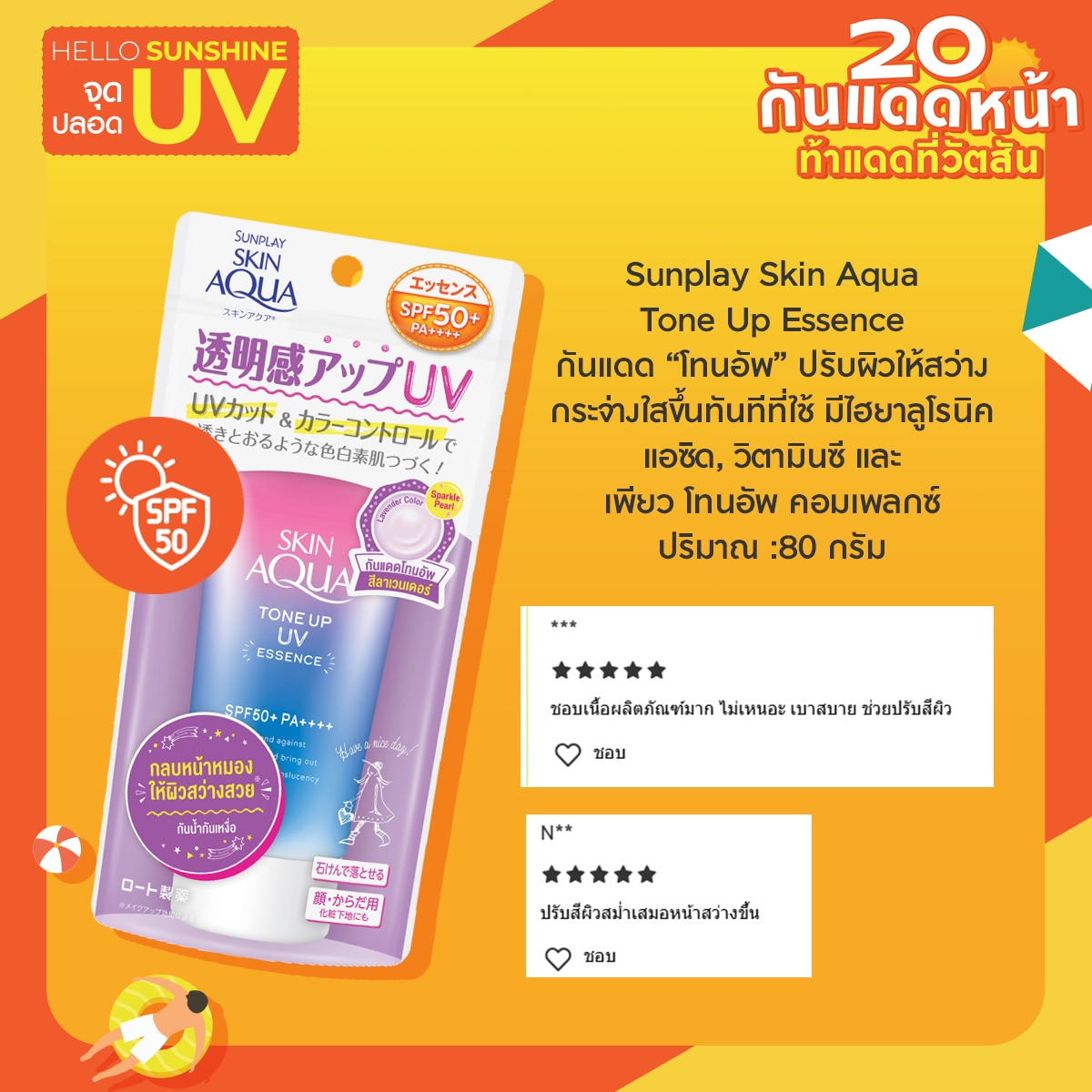 ครีมกันแดด Sunplay Skin Aqua Tone Up Essence 