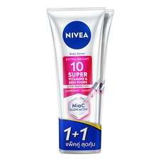 Nivea นีเวีย เซรั่ม เอ็กซ์ตร้า ไบร์ท 10ซูเปอร์ วิตามิน สกิน ฟู้ด โกลว์ SPF15 300 มล.แพ็คคู่ image